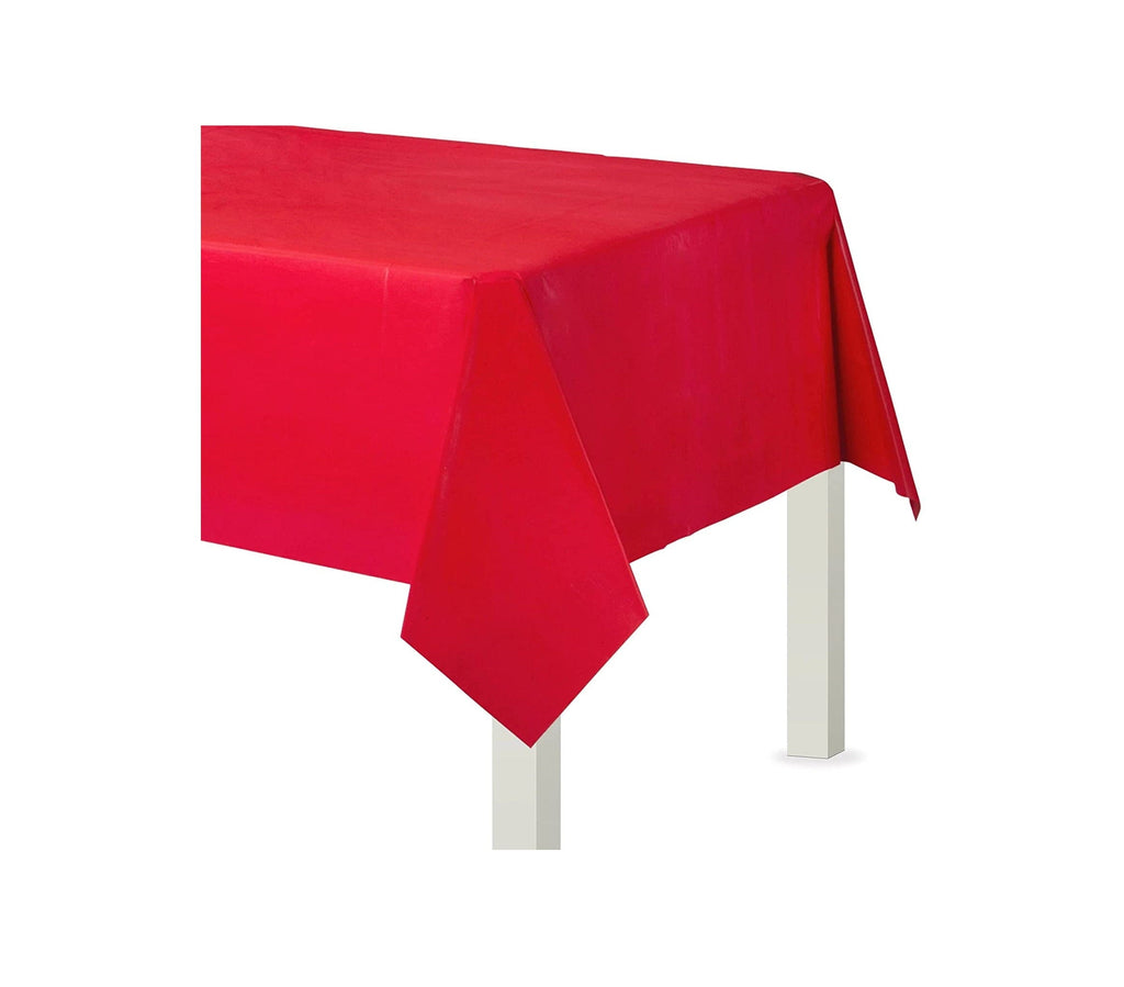 54" x 108" Apple Red Flannel-Backed Table Cover amscan Town Creek Trading Post - Free Shipping $50.00