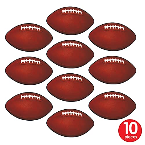 Beistle 10 Piece Miniature Paper Football Cut Outs Game Day Party Decorations, Brown/White/Black, 4" Beistle Town Creek Trading Post - Free Shipping $50.00