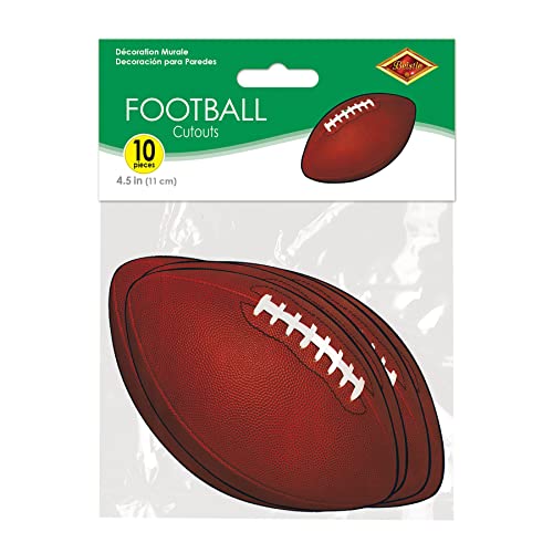 Beistle 10 Piece Miniature Paper Football Cut Outs Game Day Party Decorations, Brown/White/Black, 4" Beistle Town Creek Trading Post - Free Shipping $50.00