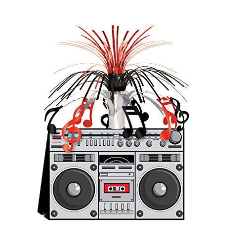 Beistle 1980�s Hip Hop Decorations for Old School Party 80�s Theme Retro Boom Box Centerpiece, 14", Gray/Black/Red Beistle Town Creek Trading Post - Free Shipping $50.00