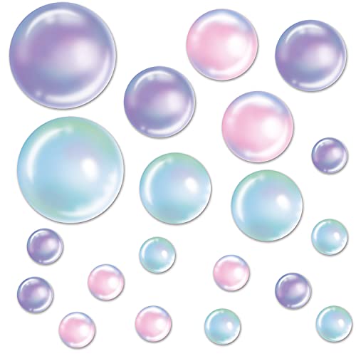 Beistle 20 Piece Durable Printed Paper Under The Sea Ocean Theme Bubble Cut Outs for Nautical Mermaid Decorations Birthday Party Supplies, Assorted Sizes, Pink/Blue/Purple Beistle Town Creek Trading Post - Free Shipping $50.00