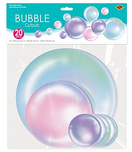 Beistle 20 Piece Durable Printed Paper Under The Sea Ocean Theme Bubble Cut Outs for Nautical Mermaid Decorations Birthday Party Supplies, Assorted Sizes, Pink/Blue/Purple Beistle Town Creek Trading Post - Free Shipping $50.00