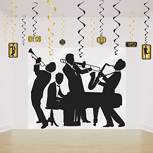 Beistle 20's Jazz Band Insta Mural Complete Wall Decoration Mardi Gras Music Party Supplies, 5' x 6', Black/White Beistle Town Creek Trading Post - Free Shipping $50.00