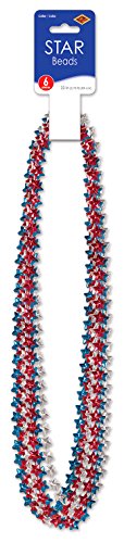 Beistle 50854-RSB Patriotic Star Beaded Necklaces, Red/Silver/Blue Beistle Town Creek Trading Post - Free Shipping $50.00