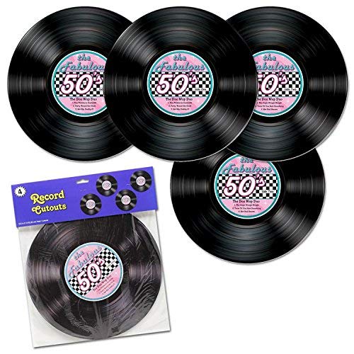 Beistle 54072 Record Vinyl Disc Cutouts-4 pcs, Multicolored Beistle Town Creek Trading Post - Free Shipping $50.00