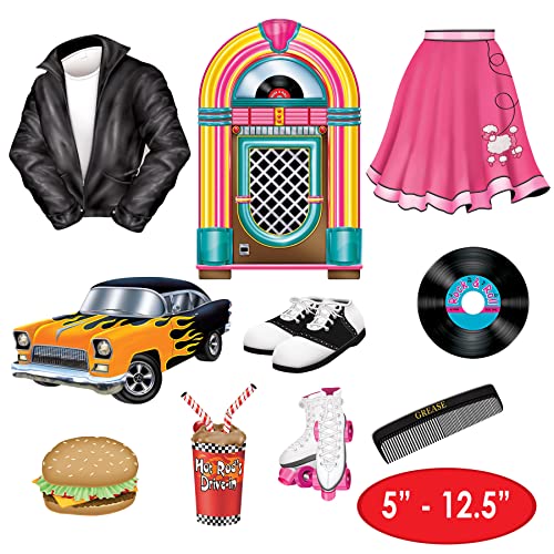 Beistle 54153 Assorted 50's Decorating Cutouts-10 Pcs, Multicolored Beistle Town Creek Trading Post - Free Shipping $50.00