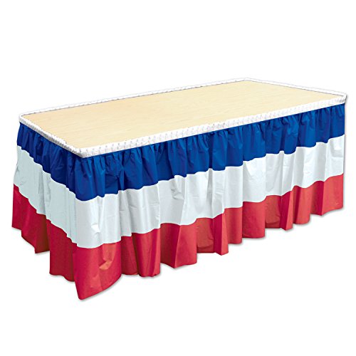 Beistle Patriotic Table Skirting, 29" x 14', Red/White/Blue Beistle Town Creek Trading Post - Free Shipping $50.00