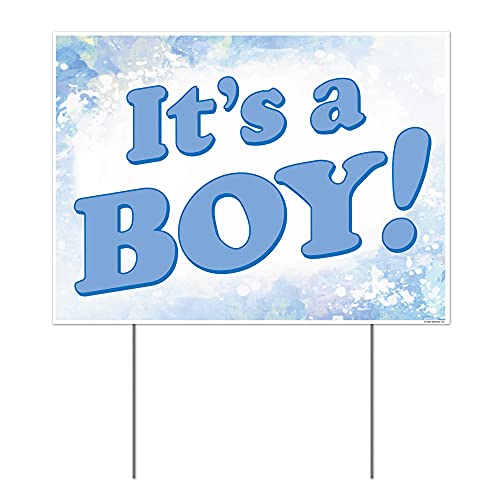 Beistle Plastic It's A Boy Yard Metal Stakes-Baby Shower Gender Reveal Party Decorations-Birth Announcement Outdoor Lawn Sign, 11�" x 15�", Light Blue/White Beistle Town Creek Trading Post - Free Shipping $50.00