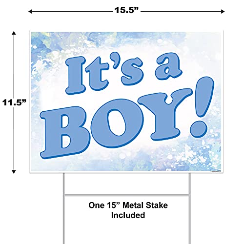 Beistle Plastic It's A Boy Yard Metal Stakes-Baby Shower Gender Reveal Party Decorations-Birth Announcement Outdoor Lawn Sign, 11�" x 15�", Light Blue/White Beistle Town Creek Trading Post - Free Shipping $50.00