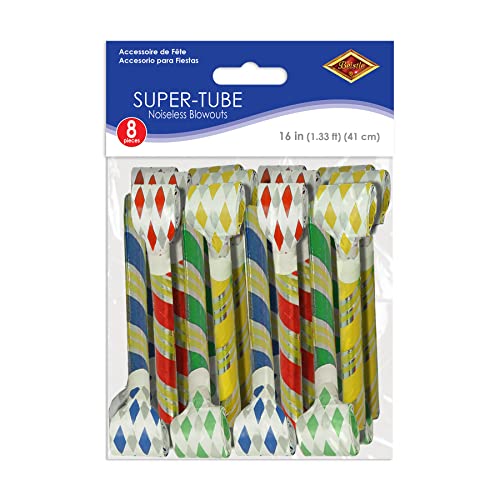 Beistle Super-Tube Noiseless Blowouts, 16-Inch, Assorted Color Beistle Town Creek Trading Post - Free Shipping $50.00