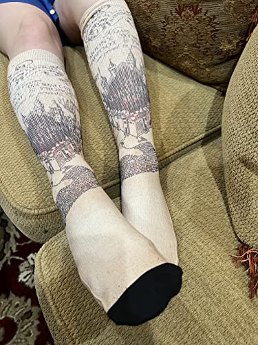 Harry Potter Marauder's Map Crew Socks - SHOE SIZE (8-13 Men) (5-10 women) Spoontiques Town Creek Trading Post - Free Shipping $50.00