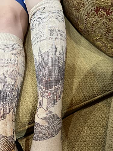 Harry Potter Marauder's Map Crew Socks - SHOE SIZE (8-13 Men) (5-10 women) Spoontiques Town Creek Trading Post - Free Shipping $50.00