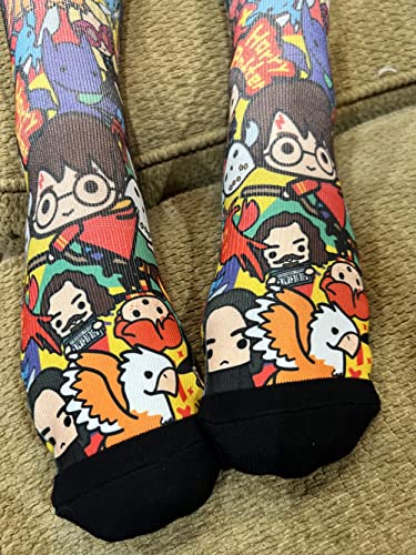 Harry Pottter Cartoon Collage Crew Socks - SHOE SIZE (8-13 Men) (5-10 women) Spoontiques Town Creek Trading Post - Free Shipping $50.00
