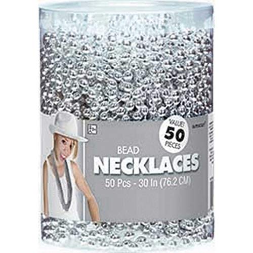 30" Silver Metallic Bead Necklaces - (50 Count) amscan Town Creek Trading Post - Free Shipping $50.00