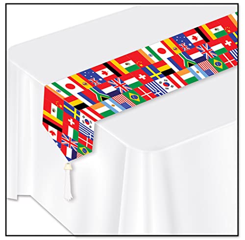 Printed International Flag Table Runner Party Accessory (1 count) (1/Pkg) Beistle Town Creek Trading Post - Free Shipping $50.00