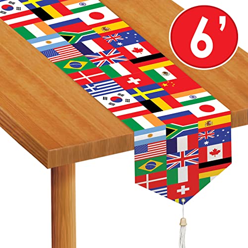 Printed International Flag Table Runner Party Accessory (1 count) (1/Pkg) Beistle Town Creek Trading Post - Free Shipping $50.00