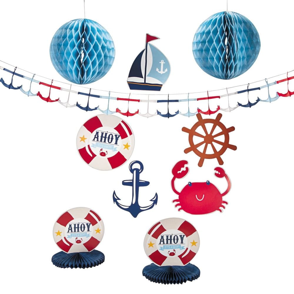 Nautical Baby Shower Decorating Kit - 10 Pieces Fun Express Town Creek Trading Post - Free Shipping $50.00