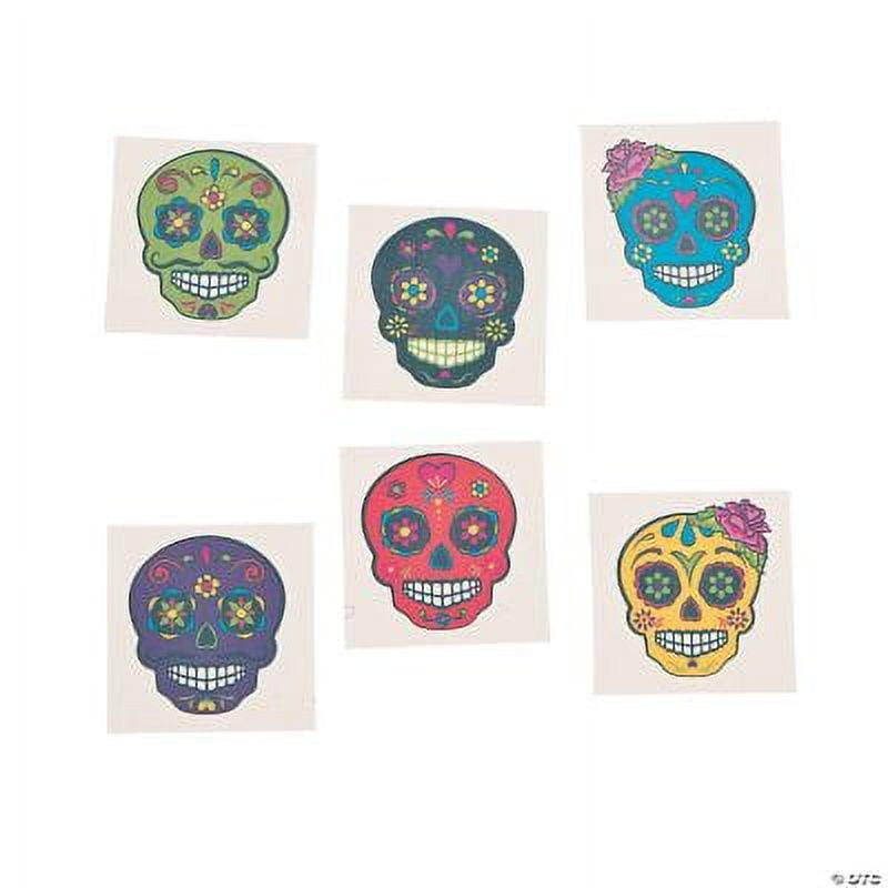 Sugar Skull Temporary Tattoos - Day of the Day and Halloween Accessories - 72 Pieces Fun Express Town Creek Trading Post - Free Shipping $50.00