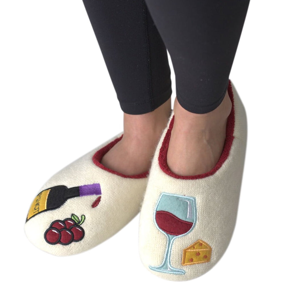 Wine & Cheese Slippers -WOMENS- (Size 5-6) By OOOH YEAH OOOH YEA Town Creek Trading Post - Free Shipping $50.00
