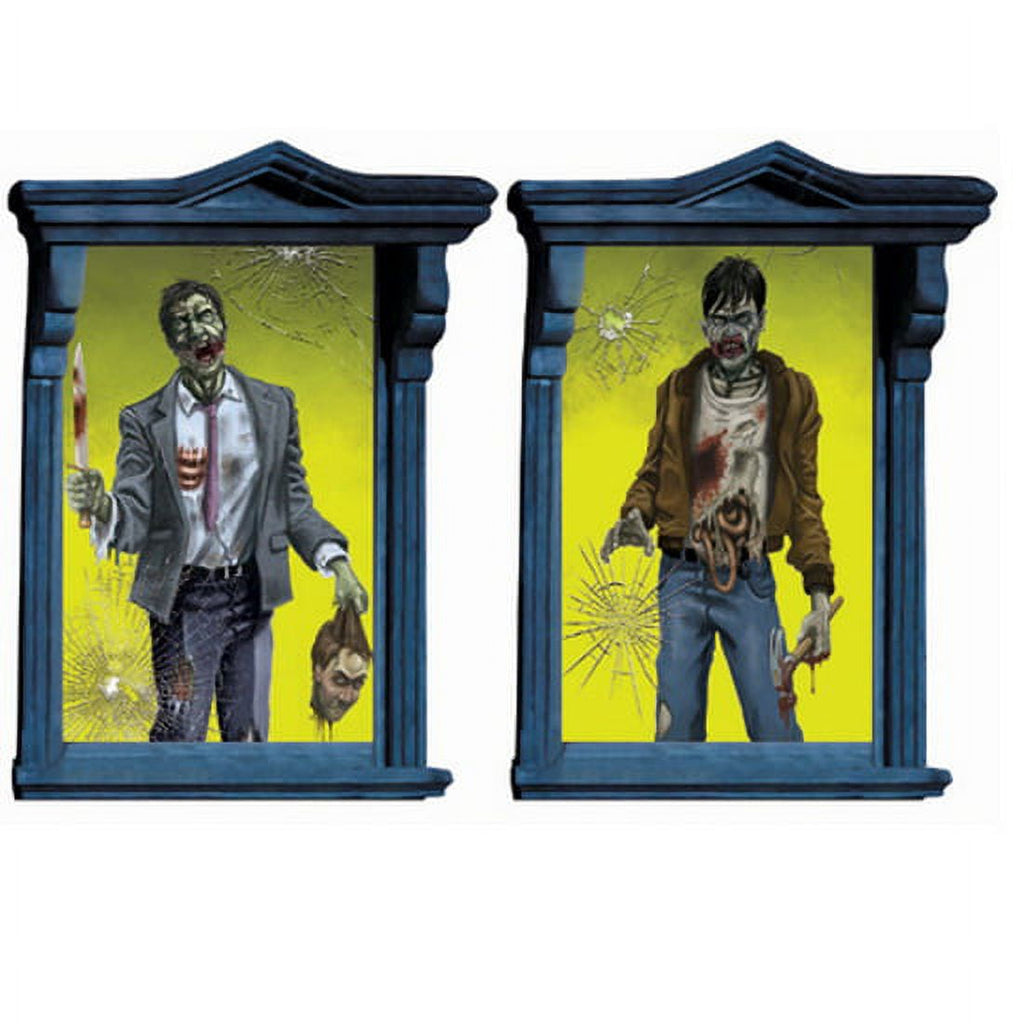 33.5" x 65" Zombie Window Decorations 2 pc amscan Town Creek Trading Post - Free Shipping $50.00