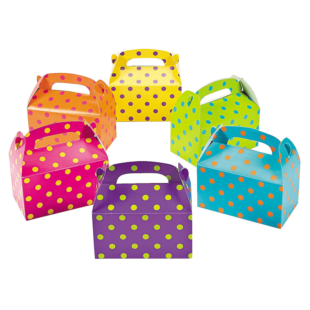 Bright Polka Dot Treat Boxes (set of 12) - Party Supplies Fun Express Town Creek Trading Post - Free Shipping $50.00