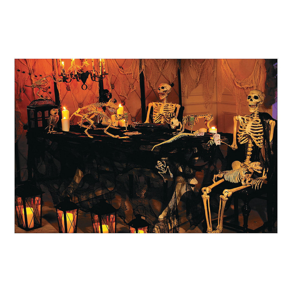 Haunted Skeleton Banquet Backdrop Banner (9 feet long) Halloween Party Decor Fun Express Town Creek Trading Post - Free Shipping $50.00