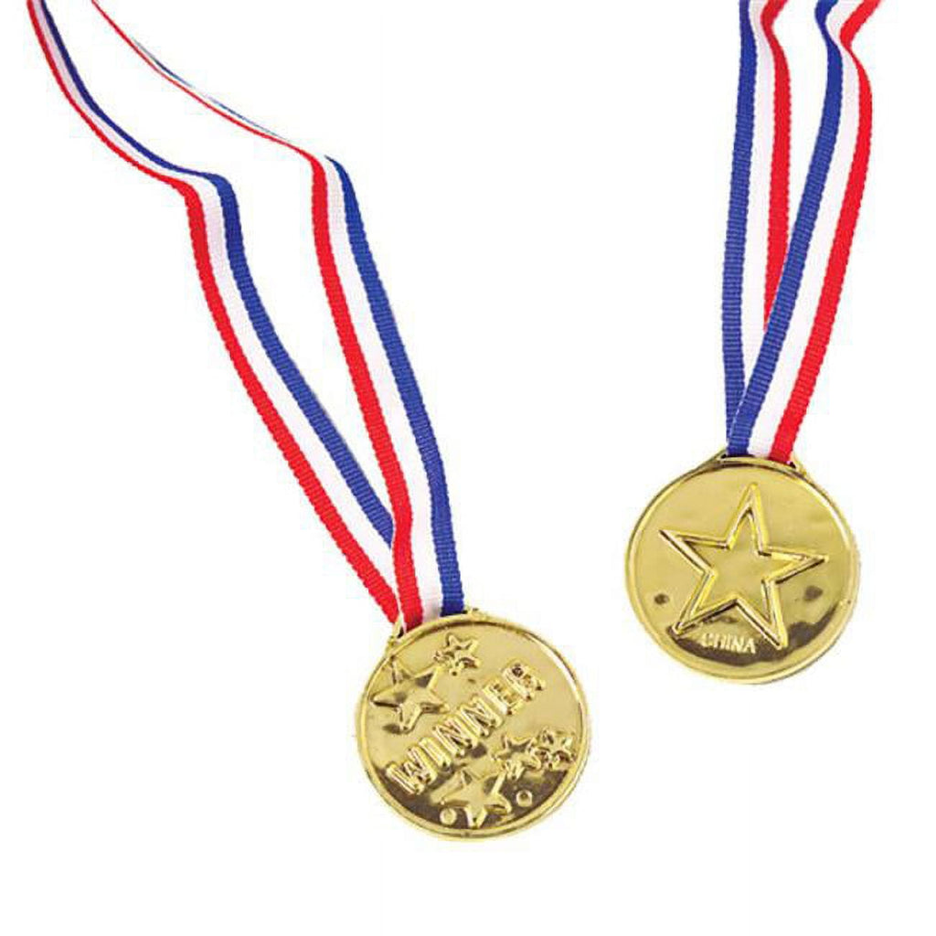 U.S. Toy Plastic Gold Star Winner Medals with Ribbons (12) US TOYS Town Creek Trading Post - Free Shipping $50.00