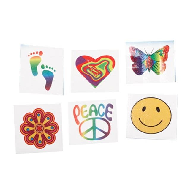 U.S. Toy 144 Indiviual Assorted Groovy Hippie 60s and 70s Themed Trick or Treat Tattoos US TOYS Town Creek Trading Post - Free Shipping $50.00