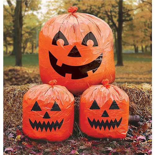 Pumpkin Jack-o'-lantern Lawn Garbage Bags 30" x 24" amscan Town Creek Trading Post - Free Shipping $50.00