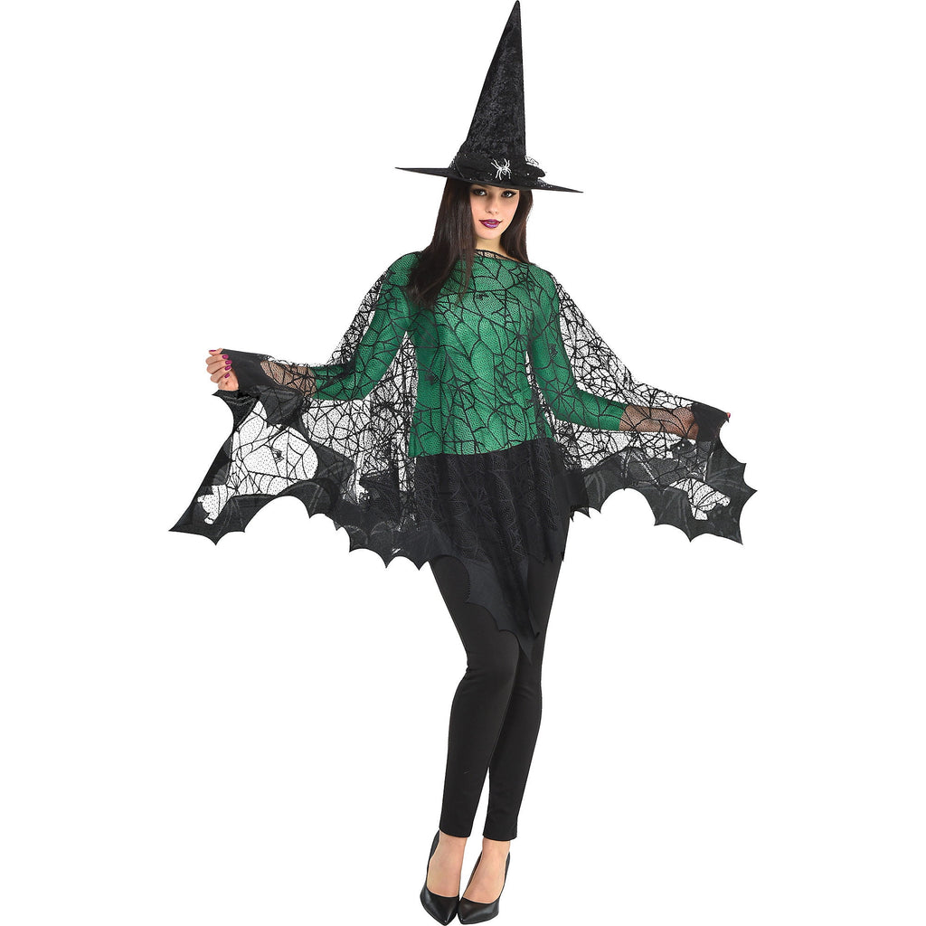 Adult Sized Black Enchanted Spider Web Poncho amscan Town Creek Trading Post - Free Shipping $50.00