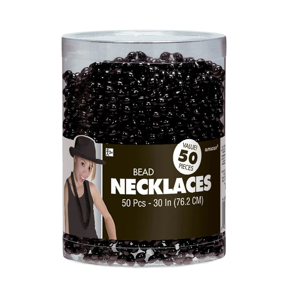 30" Black Metallic Bead Necklaces - (50 Count) amscan Town Creek Trading Post - Free Shipping $50.00