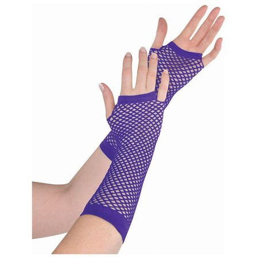 Purple Long Fishnet Fingerless Gloves - 1 Count amscan Town Creek Trading Post - Free Shipping $50.00