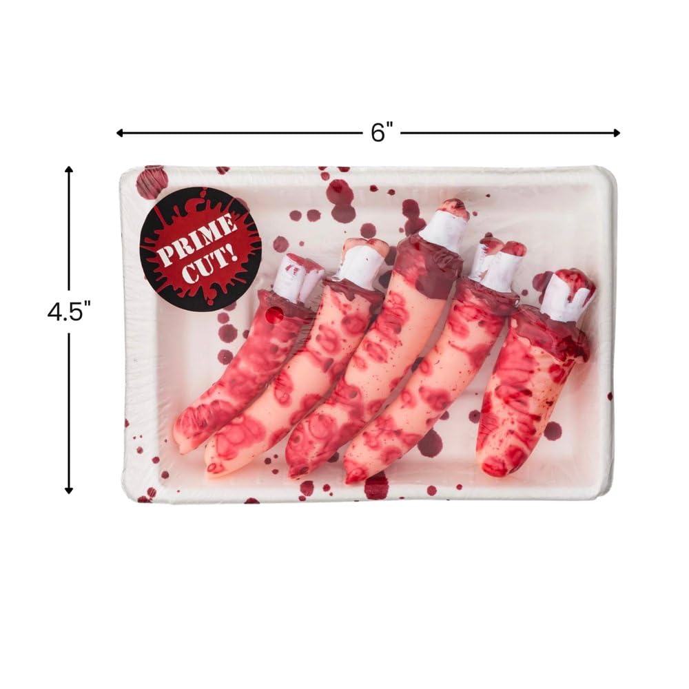 Asylum Bloody Prime Cut Fingers Pack - 6H x 4.5W x 2D (Pkg. Size) Pack of 5 - Gory Severed Body Parts, Perfect for Halloween Decor & Haunted House Pranks amscan Town Creek Trading Post - Free Shipping $50.00