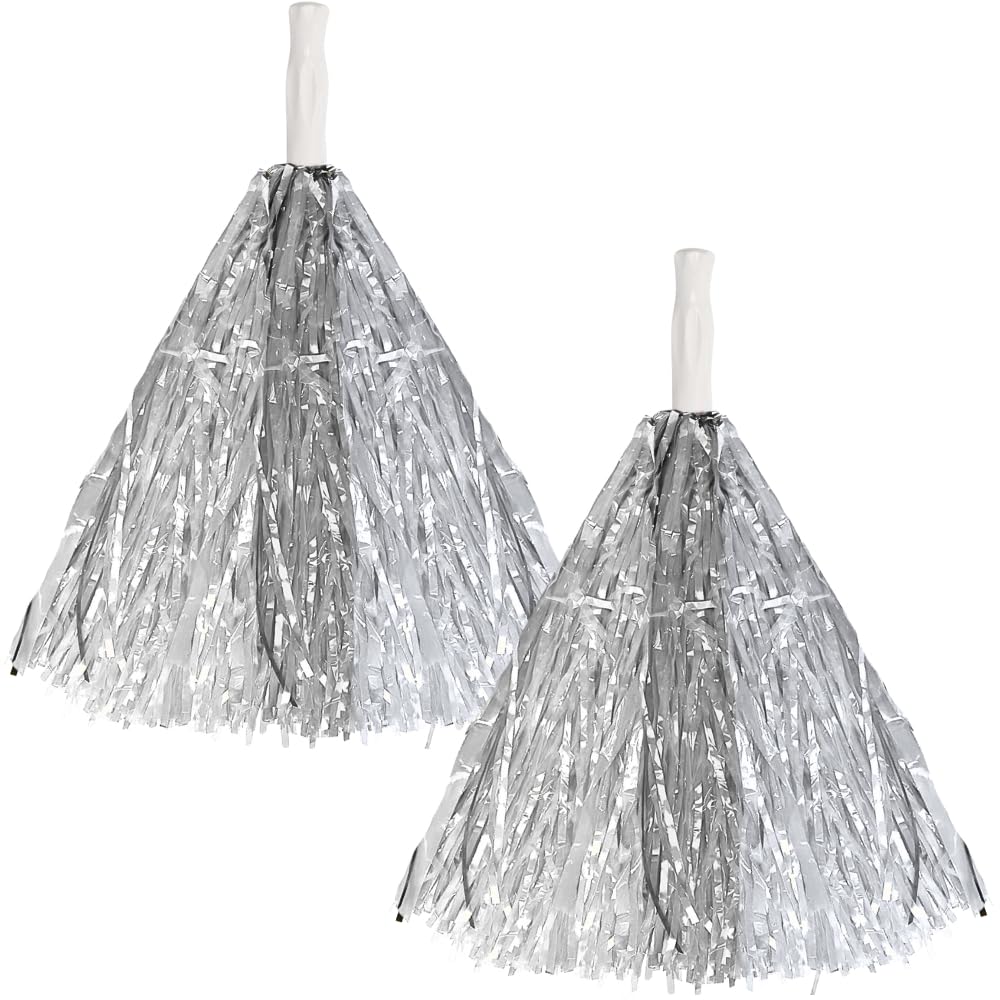 15" Cheer Leader Dance Team Pom Poms 2pk Silver amscan Town Creek Trading Post - Free Shipping $50.00