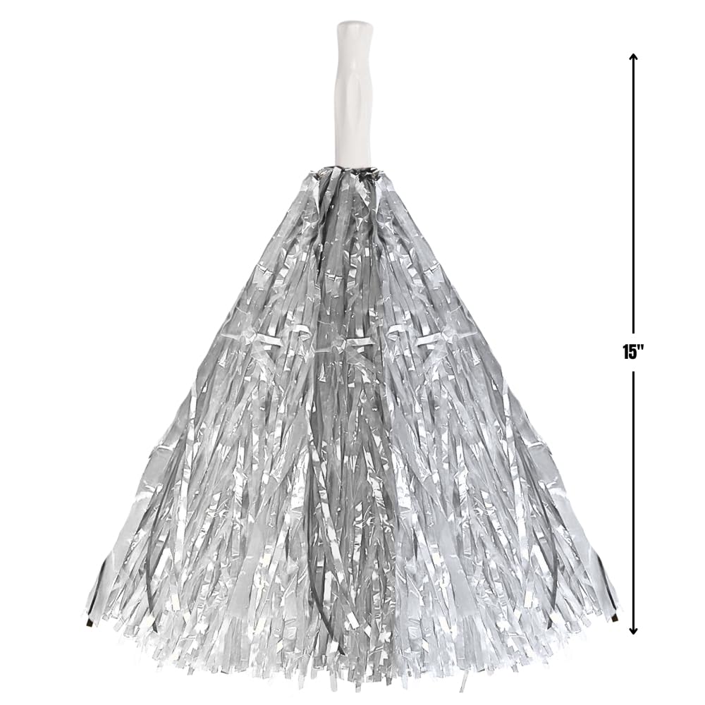 15" Cheer Leader Dance Team Pom Poms 2pk Silver amscan Town Creek Trading Post - Free Shipping $50.00