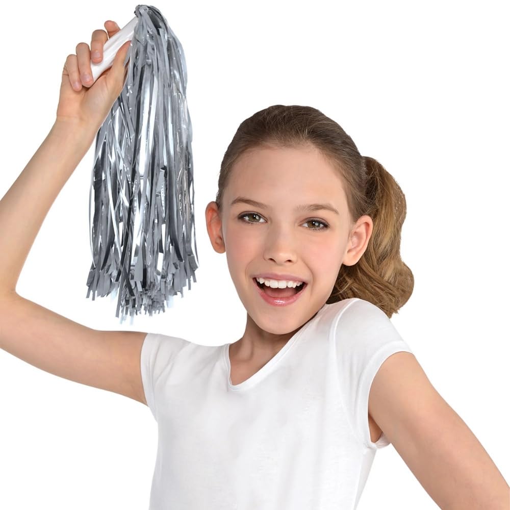 15" Cheer Leader Dance Team Pom Poms 2pk Silver amscan Town Creek Trading Post - Free Shipping $50.00