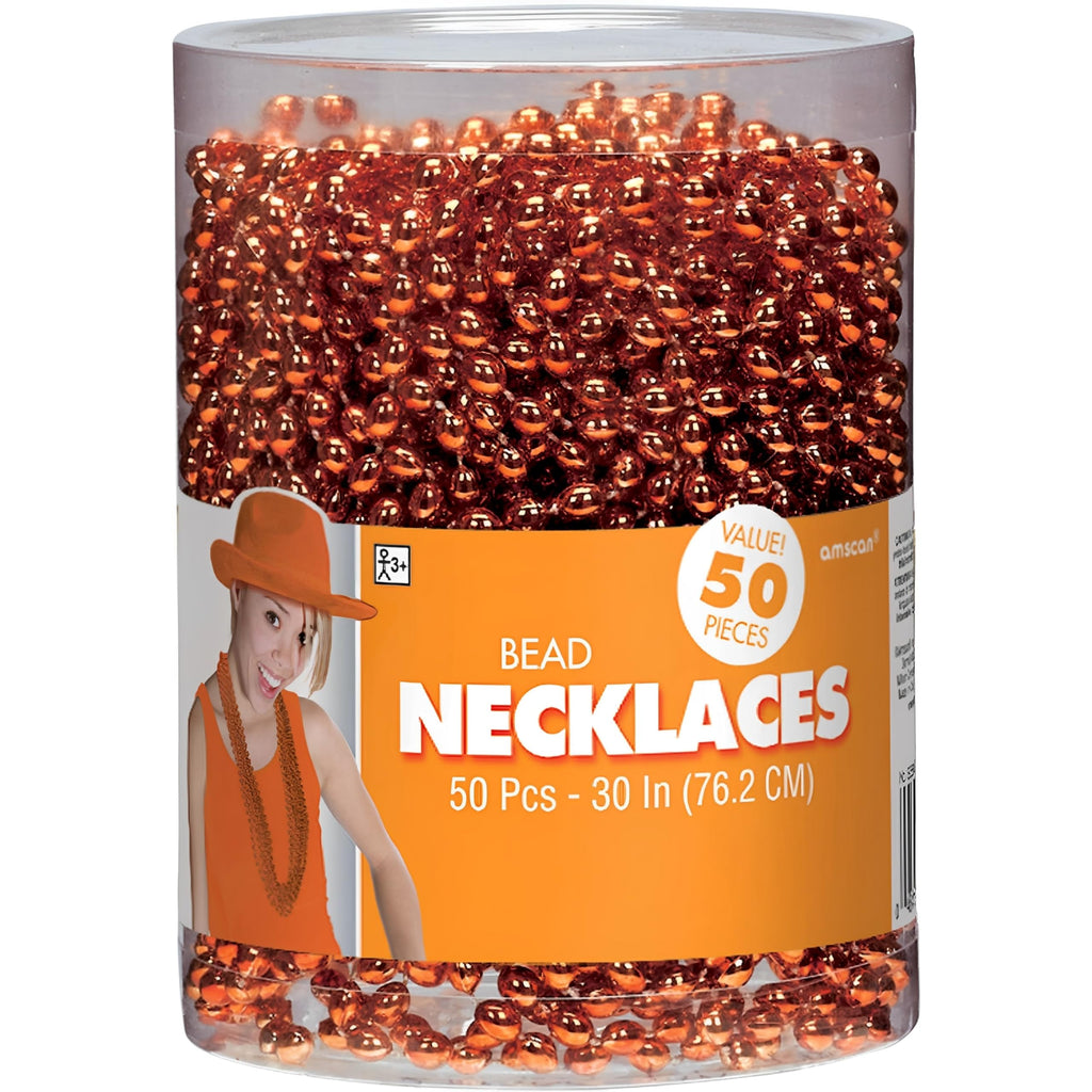 30" Orange Metallic Bead Necklaces - (50 Count) amscan Town Creek Trading Post - Free Shipping $50.00