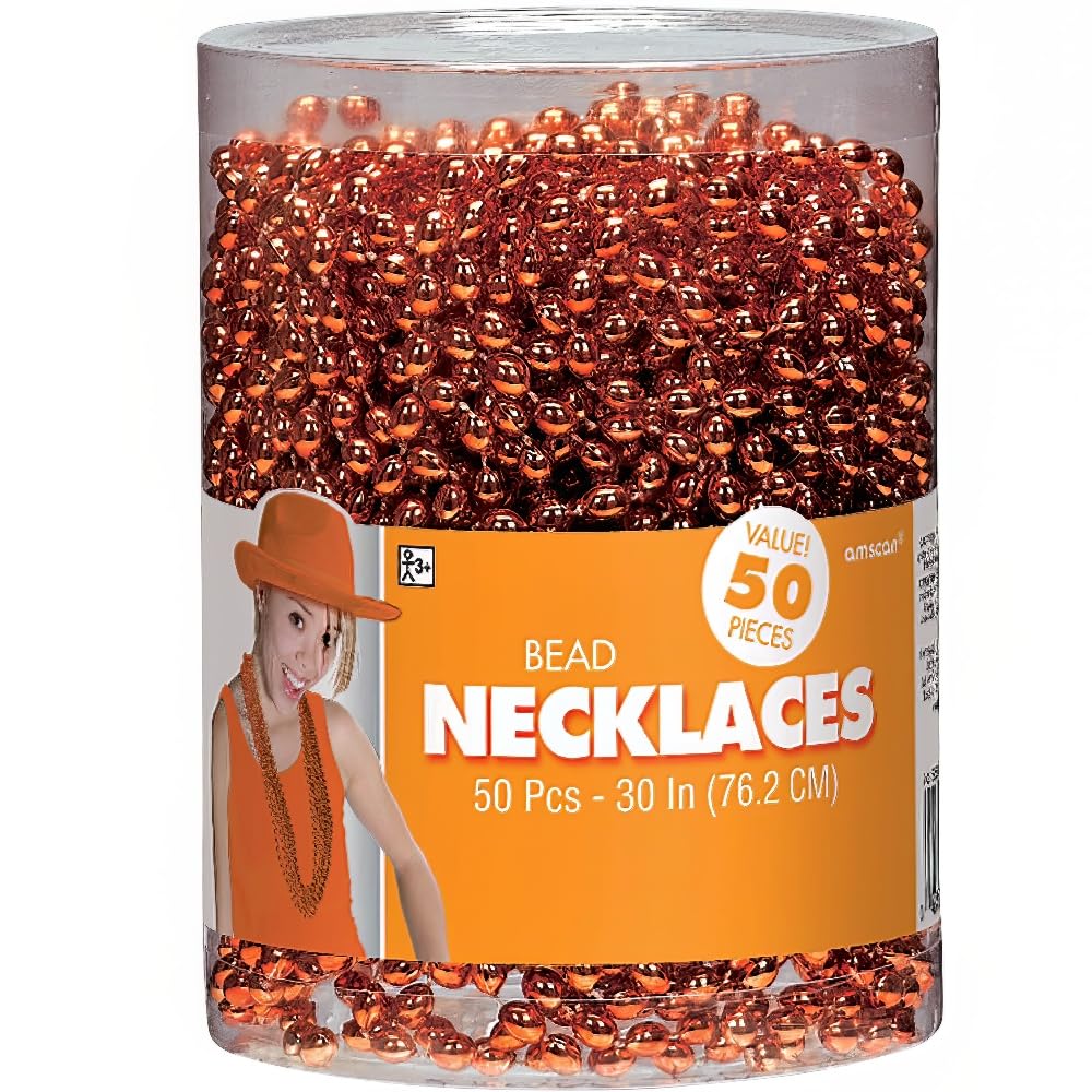 30" Orange Metallic Bead Necklaces - (50 Count) amscan Town Creek Trading Post - Free Shipping $50.00