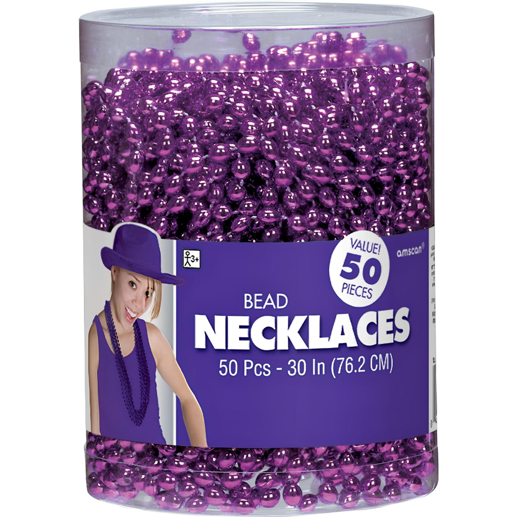 30" Purple Metallic Bead Necklaces - (50 Count) amscan Town Creek Trading Post - Free Shipping $50.00