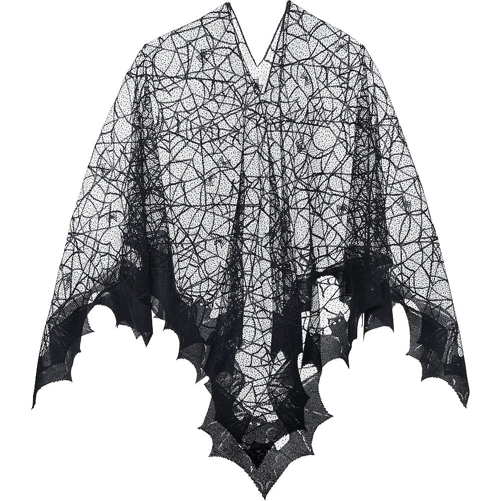 Adult Sized Black Enchanted Spider Web Poncho amscan Town Creek Trading Post - Free Shipping $50.00