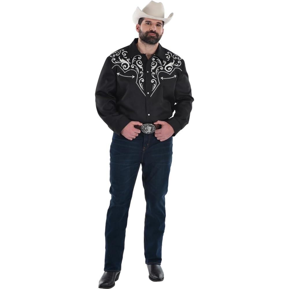 Cowboy Style Western Shirt Men's (S/M) amscan Town Creek Trading Post - Free Shipping $50.00