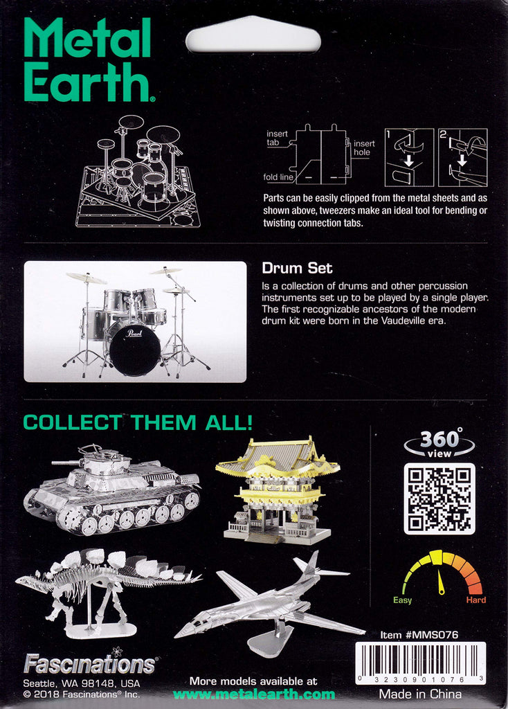 Drum Set by Fascinations Metal Earth Fascinations Town Creek Trading Post - Free Shipping $50.00