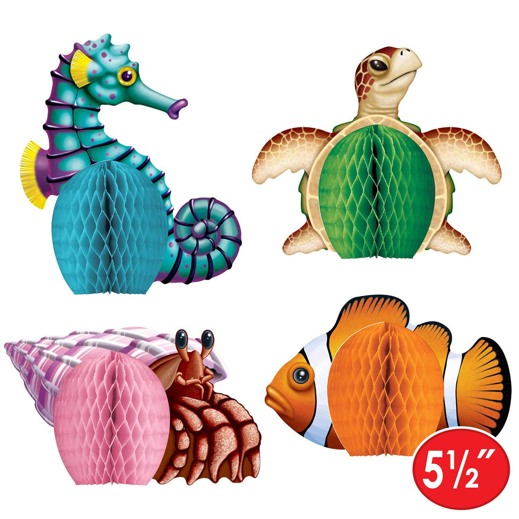 Sea Creatures Mini Centerpieces 5.5-Inch (4-Pcs) Beistle Town Creek Trading Post - Free Shipping $50.00