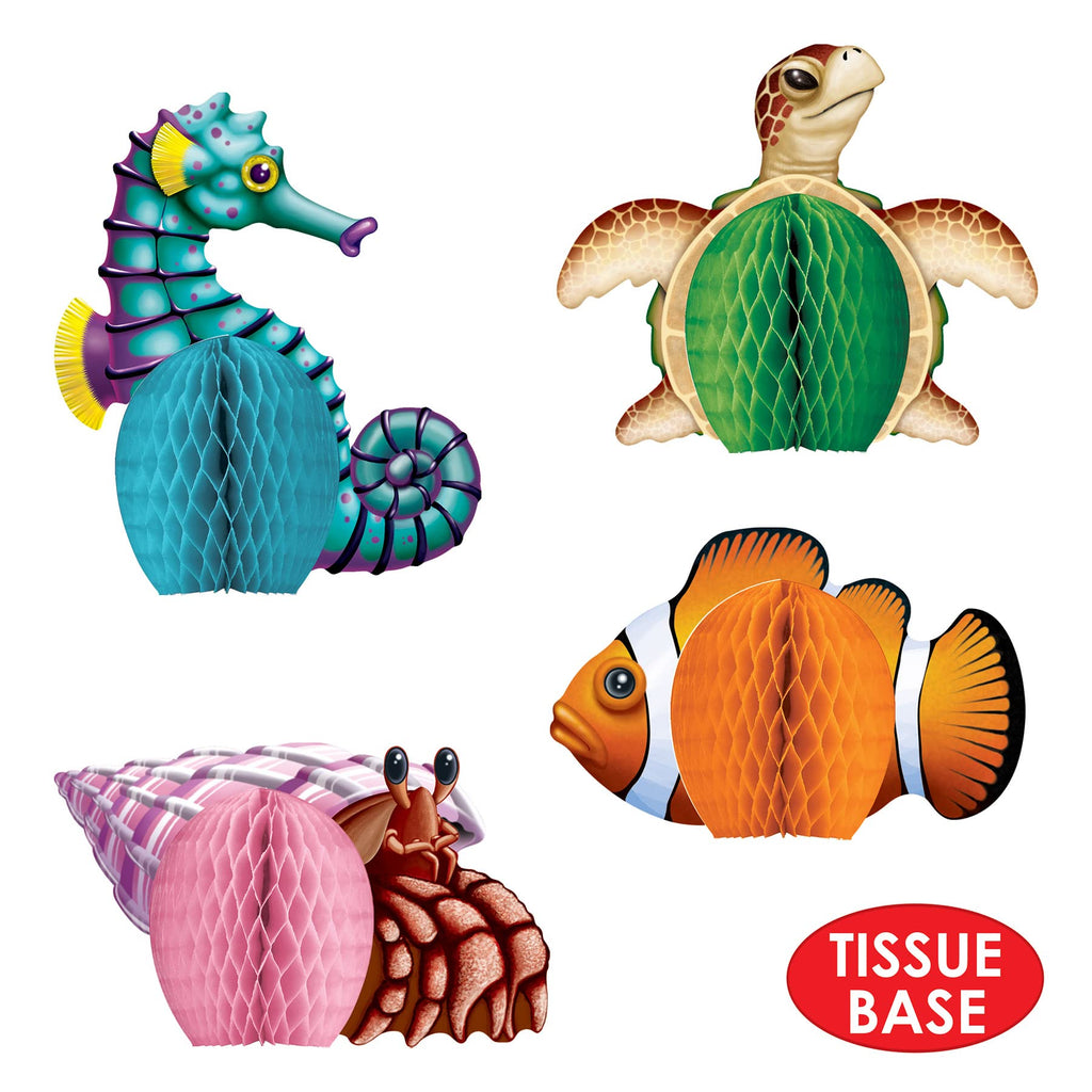 Sea Creatures Mini Centerpieces 5.5-Inch (4-Pcs) Beistle Town Creek Trading Post - Free Shipping $50.00