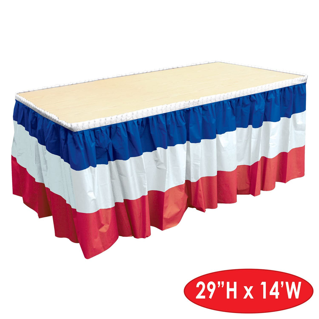 Beistle Patriotic Table Skirting, 29" x 14', Red/White/Blue Beistle Town Creek Trading Post - Free Shipping $50.00