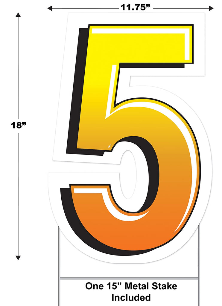 Beistle Plastic Number "5" Yard Sign With Metal Stakes - Happy Birthday Party Outdoor Lawn Decoration Beistle Town Creek Trading Post - Free Shipping $50.00
