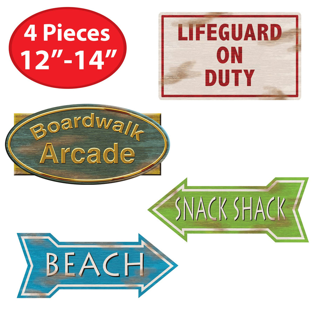 Beistle 4 Piece Nautical Beach Sign Cardstock Paper Cut Outs for Luau Themed Bash, Pool Party Decorations, 14", Multicolored Beistle Town Creek Trading Post - Free Shipping $50.00