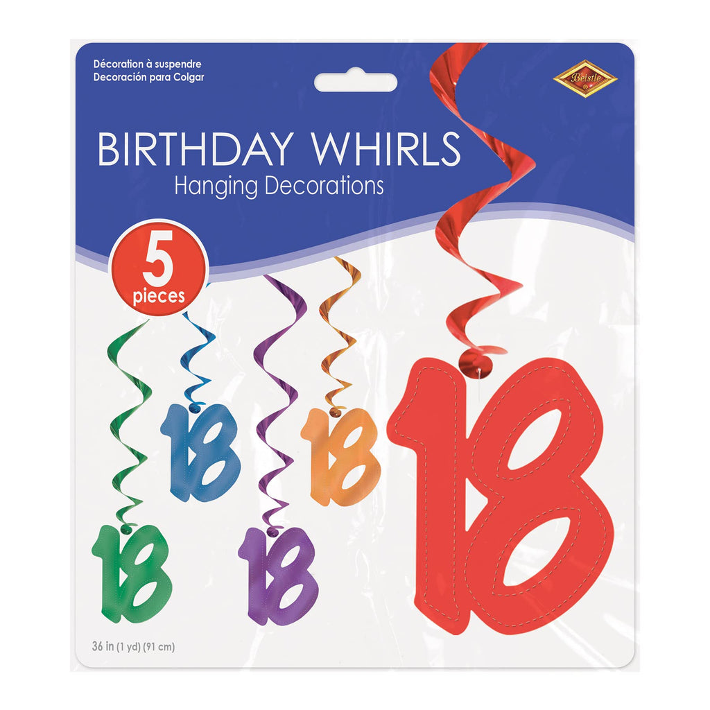 Beistle 3' 18 Whirls Assorted 15/Pack 57551-18 Beistle Town Creek Trading Post - Free Shipping $50.00
