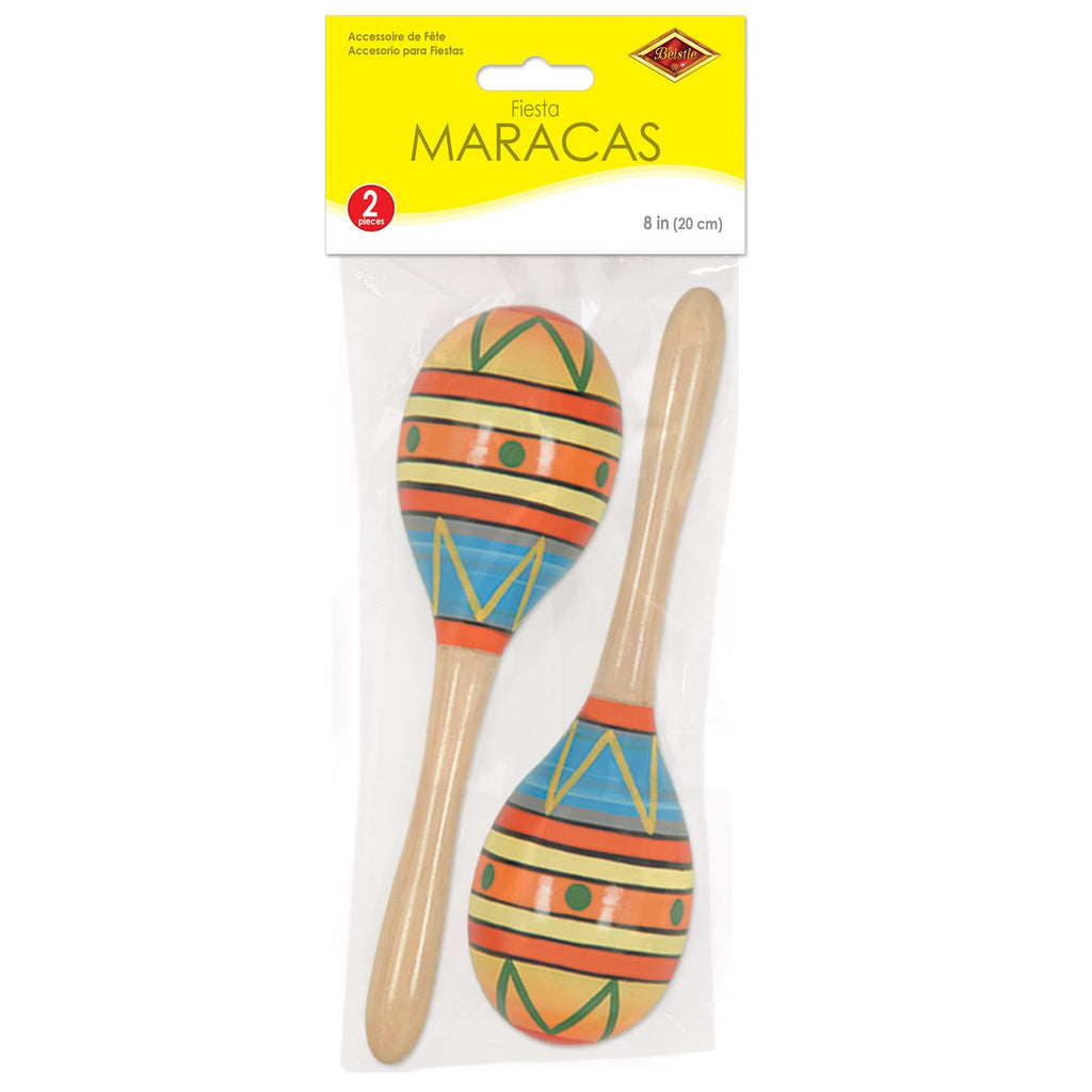 Beistle 2 Piece Mexican Fiesta Wooden Maracas Cinco De Mayo Noisemaker Party Favors Supplies, 8", Multicolored Beistle Town Creek Trading Post - Free Shipping $50.00