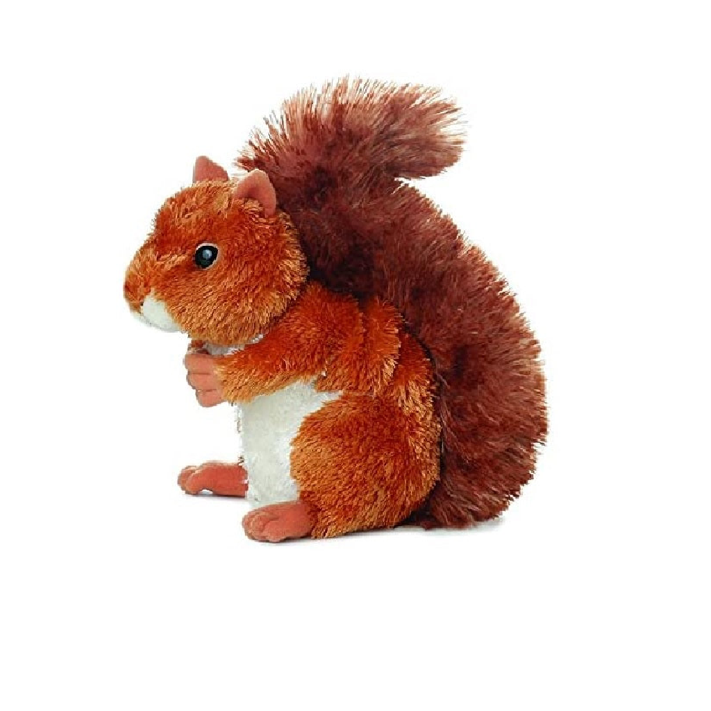 Plush squirrel toy on a white background